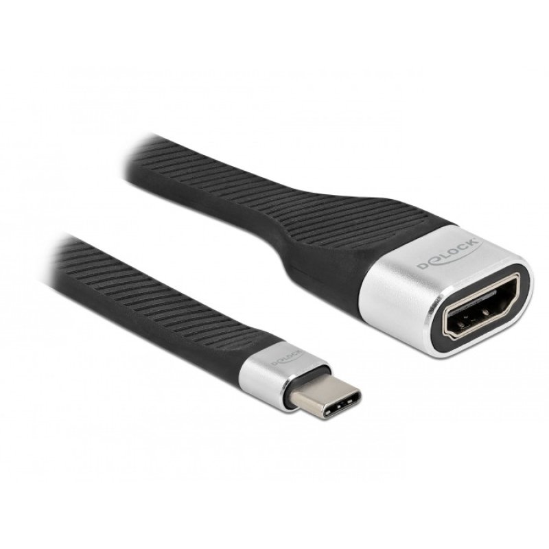 DeLOCK Câble plat FPC USB Type-C à HDMI (DP Alt Mode) 4K 60 Hz 14 cm