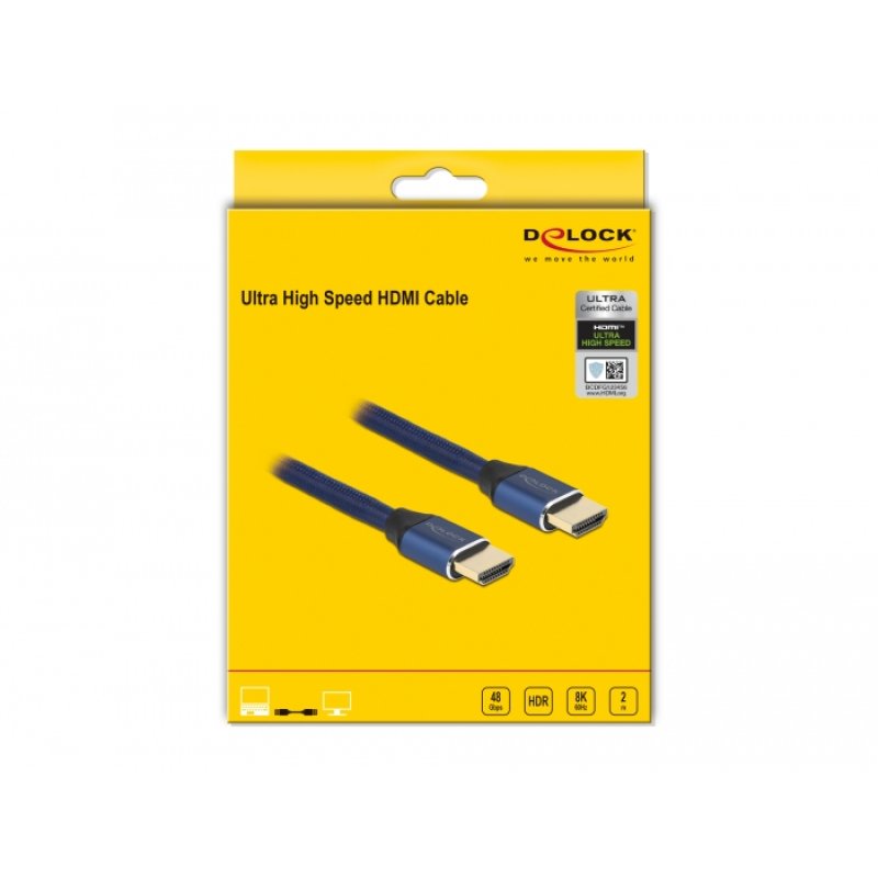 DELOCK Ultra High Speed HDMI Kabel 48 Gbps 8K 60Hz blau 2m zertifiziert