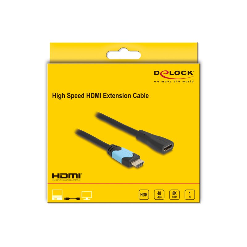 DELOCK High Speed HDMI Verlngerungskabel 48 Gbps 8K 60Hz 1m