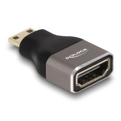 DeLOCK Adaptateur HDMI Mini-C mâle à A femelle, 8K 60 Hz, gris, métallique