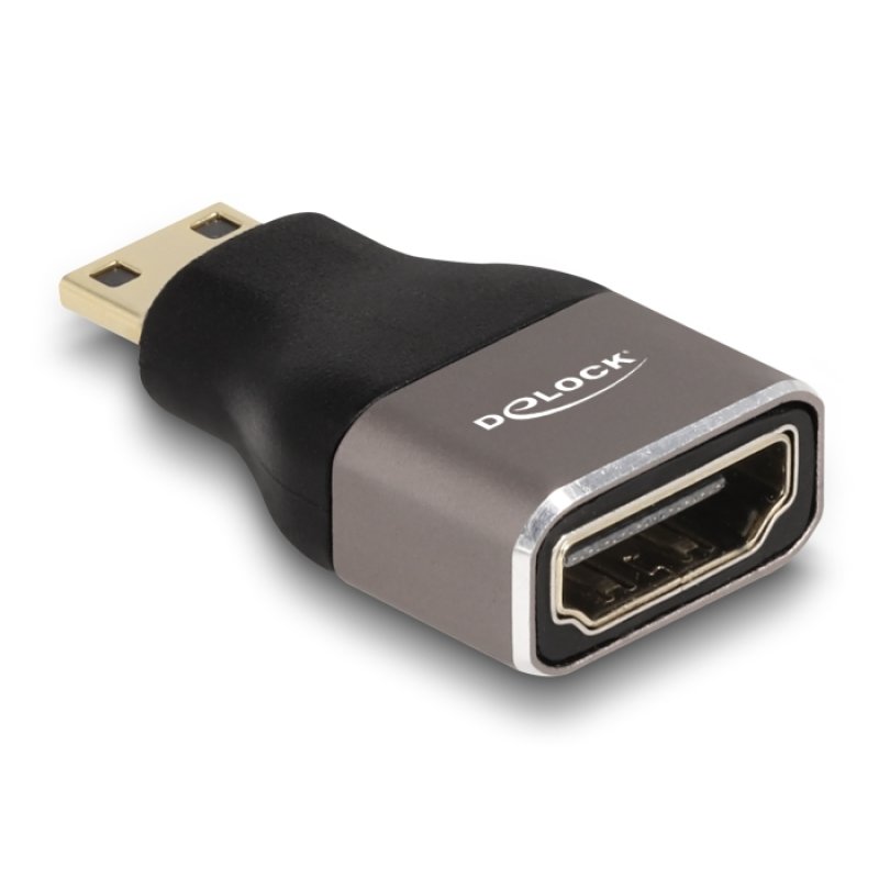 DeLOCK HDMI Adapter Mini-C male to A female 8K 60 Hz grey metal