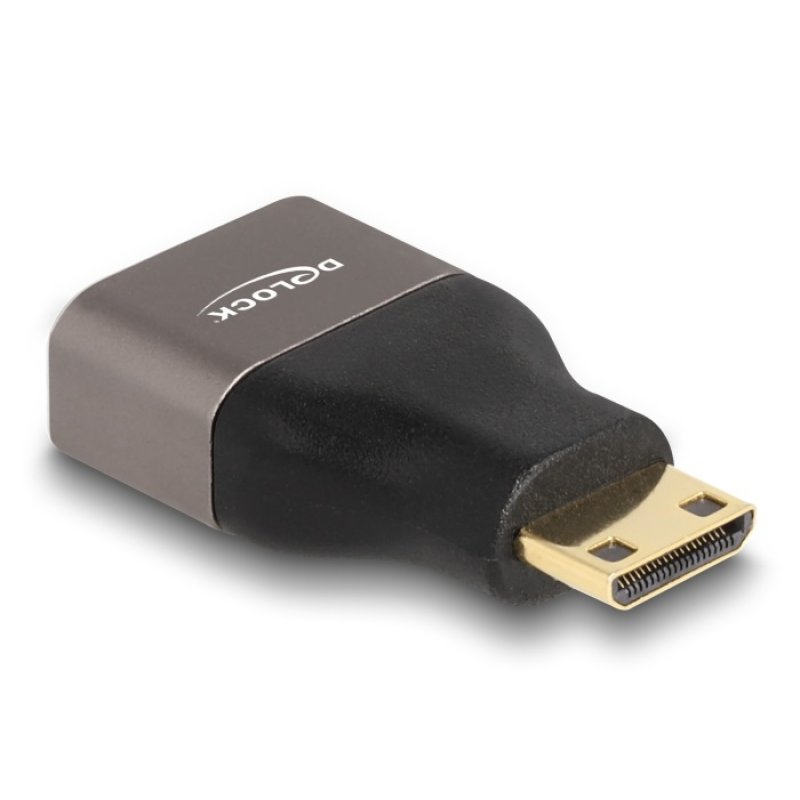 DELOCK HDMI Adapter Mini-C Stecker zu A Buchse 8K 60 Hz grau Metall