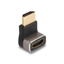 DeLOCK Adaptateur HDMI mâle à femelle, 90° coudé vers le bas 8K 60 Hz, gris, métallique