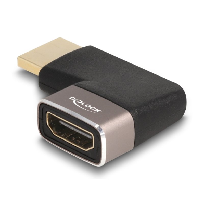 DELOCK HDMI Adapter Stecker zu Buchse 90 rechts gewinkelt 8K 60 Hz grau Metall