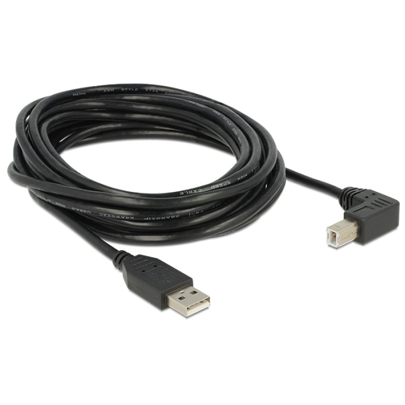DeLOCK 5m, USB 2.0-A - USB 2.0-B USB cable USB A USB B Black