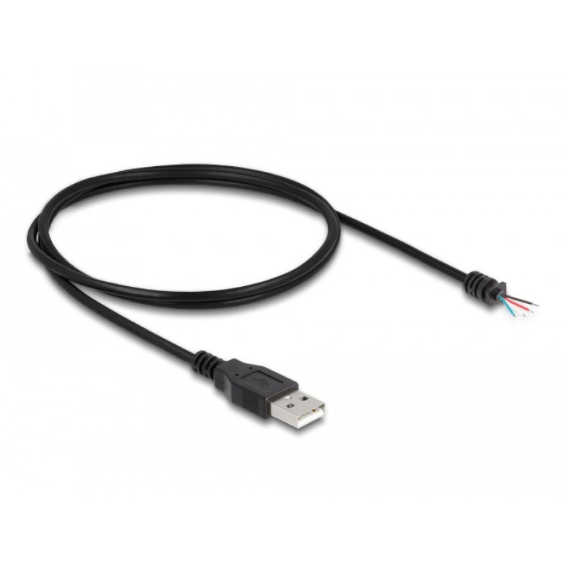 DeLOCK Câble USB 2.0 Type-A mâle vers 4 fils, 1 m, noir