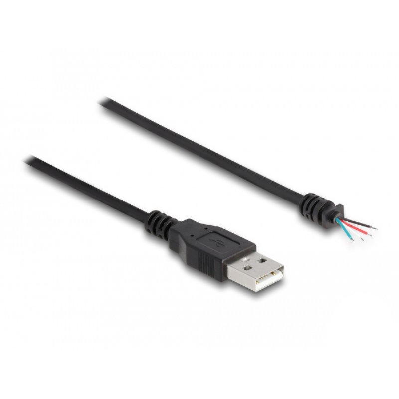 DeLOCK Câble USB 2.0 Type-A mâle vers 4 fils, 1 m, noir