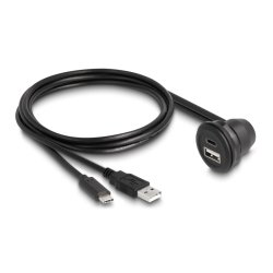 DeLOCK Câble USB 2.0 Type-A mâle et USB Type-C mâle vers USB Type-A femelle, angulé à 90° et USB Type-C femelle,