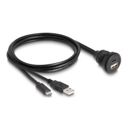 DeLOCK USB 2.0 Cable USB Type-A male and USB Type-C male to USB Type-A female and USB Type-C female for built-in 1 m