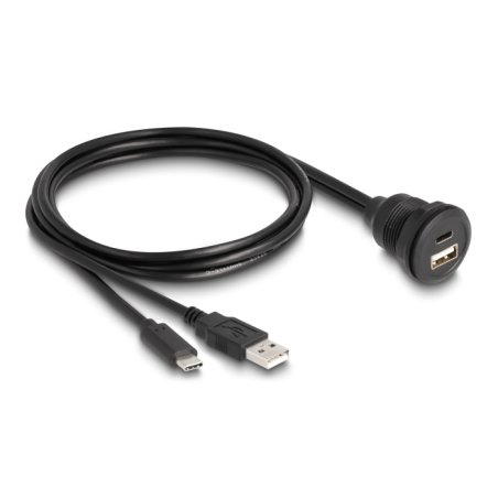 DeLOCK USB 2.0 Cable USB Type-A male and USB Type-C male to USB Type-A female and USB Type-C female for built-in 1 m