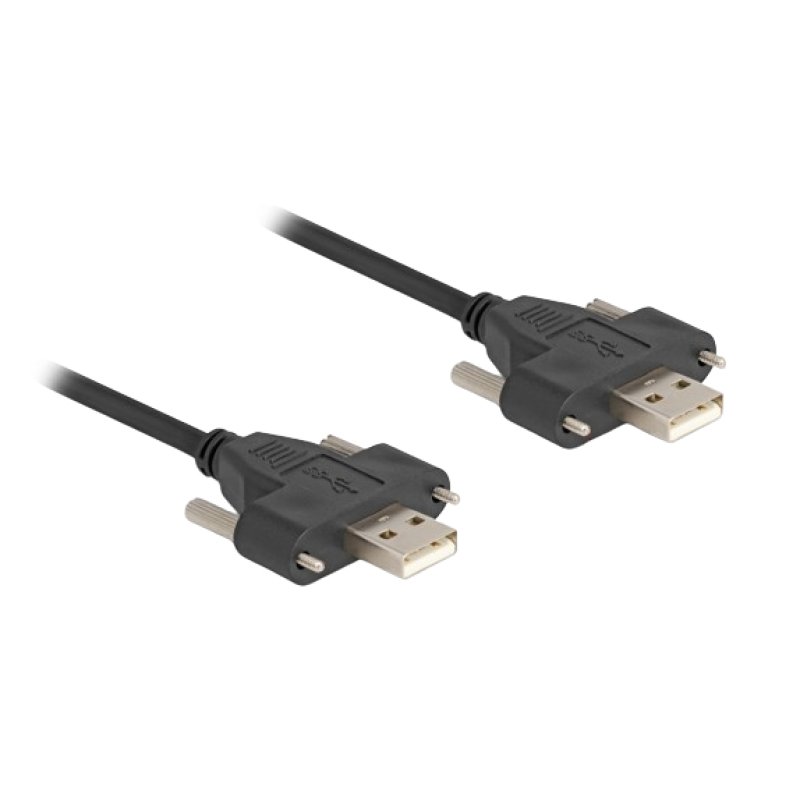 DELOCK USB 2.0 Kabel Typ-A Stecker zu Stecker mit Schraubenabstand 30mm 1m schwarz