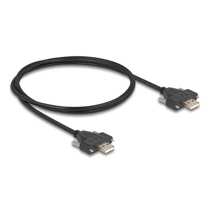 DeLOCK USB 2.0 Cable Type-A male to male with screw distance 30 mm 1 m black