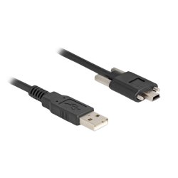 DELOCK USB 2.0 Kabel Typ-A Stecker zu Typ Mini-B Stecker mit Schraubenabstand 13mm 1m schwarz