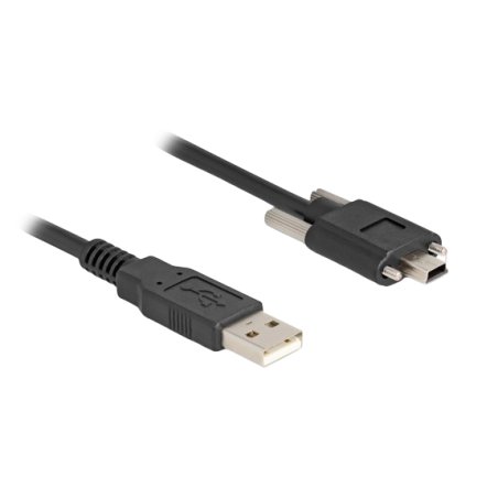 DELOCK USB 2.0 Kabel Typ-A Stecker zu Typ Mini-B Stecker mit Schraubenabstand 13mm 1m schwarz