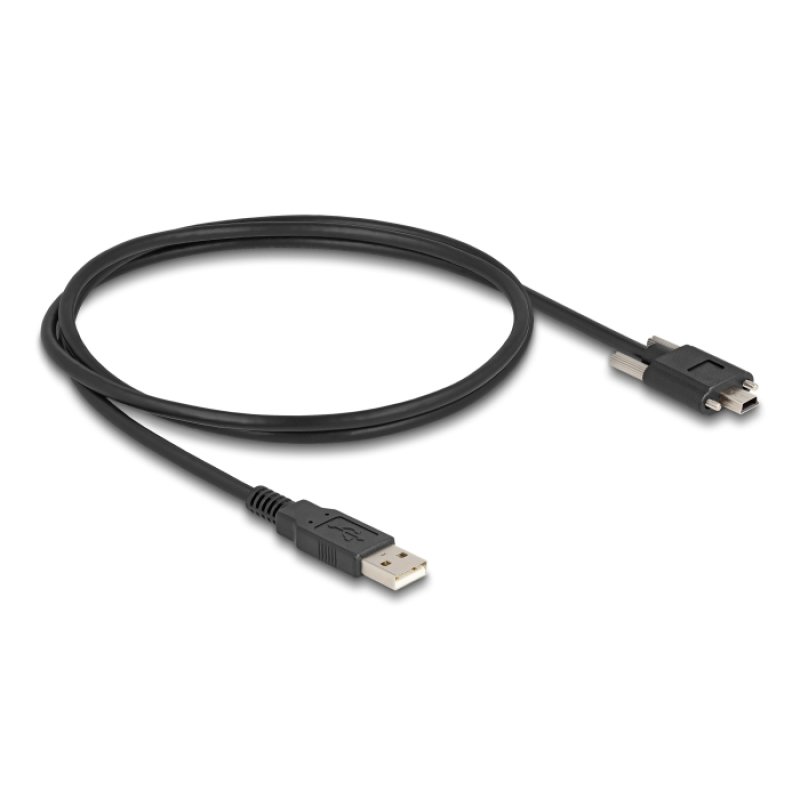 DELOCK USB 2.0 Kabel Typ-A Stecker zu Typ Mini-B Stecker mit Schraubenabstand 13mm 1m schwarz