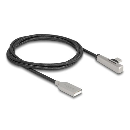 DeLOCK Câble USB 2.0 Type-A mâle à USB Type-C mâle angulée avec LED et chargement rapide, 60 W, 1 m