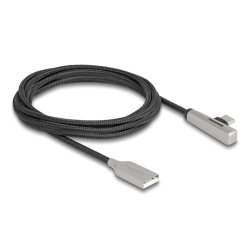 DeLOCK USB 2.0 Cable Type-A male to USB Type-C male angled with LED and Fast Charging 60 W 2 m