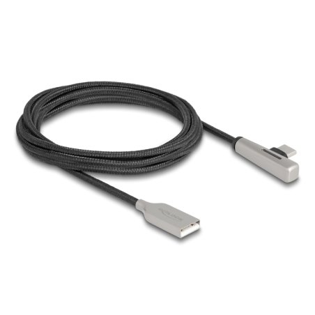 DeLOCK USB 2.0 Cable Type-A male to USB Type-C male angled with LED and Fast Charging 60 W 2 m
