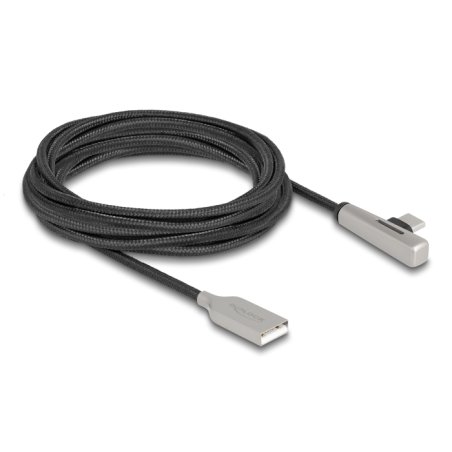 DeLOCK Câble USB 2.0 Type-A mâle à USB Type-C mâle angulée avec LED et chargement rapide, 60 W, 3 m