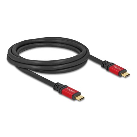 DeLOCK USB 2.0 Câble USB Type-C mâle vers mâle PD 3.1 240 W E-Marker 2 m métal rouge