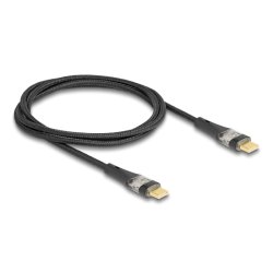 DeLOCK Câble USB 2.0 de données et câble de chargement rapide USB Type-C mâle à mâle, transparent, PD 3.0, 100 W,