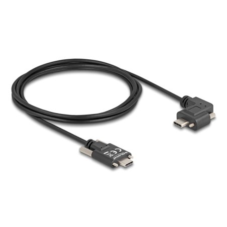 DELOCK USB 2.0 Kabel USB Type-C Stecker mit Schrauben zu USB Type-C Stecker mit Schrauben gewinkelt links / rechts PD