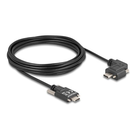 DeLOCK USB 2.0 Câble USB Type-C mâle avec vis vers USB Type-C mâle avec vis coudé vers la gauche / droite PD 3.0 60