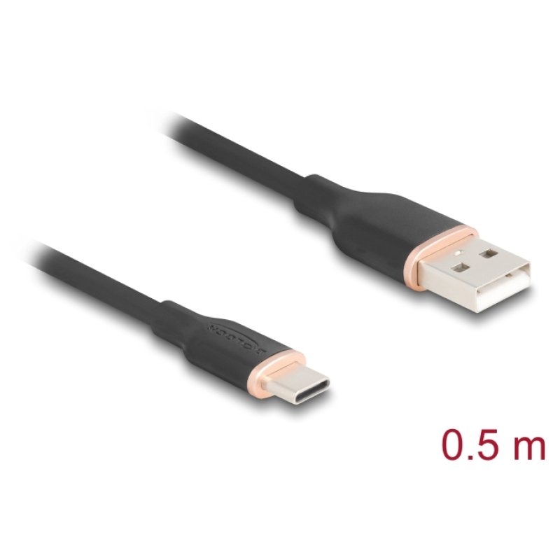 DELOCK USB 2.0 Kabel USB Typ-A St USB Typ-C St 0.5m schw.