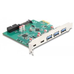 DeLOCK USB 5 Gbps PCI Express x1 carte vers 3 x Type-A externes 2 x USB Type-C externes femelles et 1 x USB 19