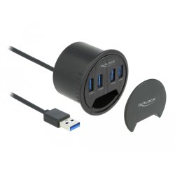 DeLOCK 4 Port In-Desk Hub with 4 x SuperSpeed USB Type-A Port