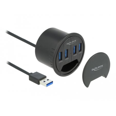 DELOCK 4 Port Tisch-Hub mit 4x SuperSpeed USB Typ-A Port