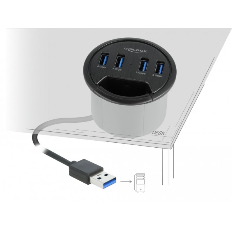 DeLOCK Hub de bureau à 4 ports SuperSpeed USB Type-A