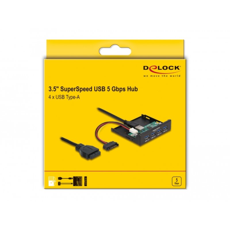 DeLOCK Interne 3.5″ USB 3.2 Gen 1 Hub 4 port