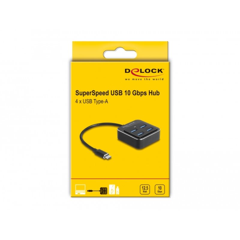 DELOCK USB 3.2 Gen 2 USB Type-C Hub mit 4 x USB Typ-A Buchse - 10 Gbps