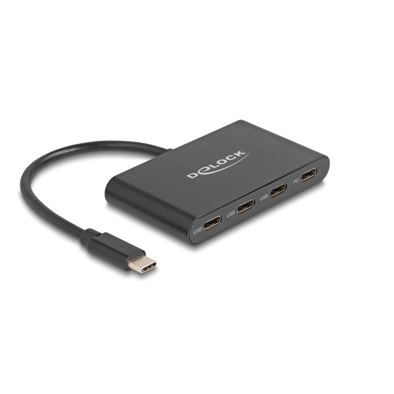 DELOCK USB 3.2 Gen 1 USB Type-C Hub mit 3 x USB Type-C Buchse 1 x USB Type-C PD 100 Watt