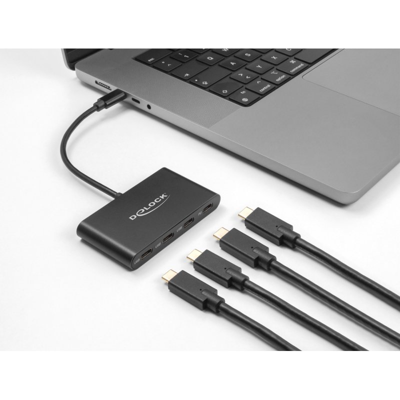 DELOCK USB 3.2 Gen 1 USB Type-C Hub mit 3 x USB Type-C Buchse 1 x USB Type-C PD 100 Watt