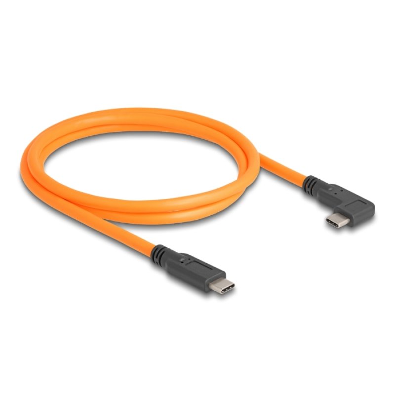 DeLOCK USB 5 Gbps Câble USB Type-C mâle à USB Type-C mâle 90° angulé pour prise de vue connectée, 1 m, orange