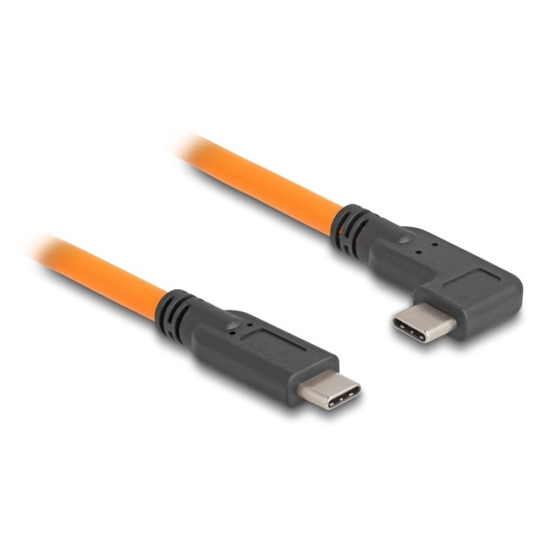 DeLOCK USB 5 Gbps Câble USB Type-C mâle à USB Type-C mâle 90° angulé pour prise de vue connectée, 1 m, orange