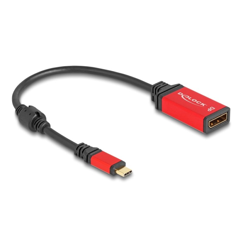 DeLOCK Adaptateur USB Type-C vers DisplayPort (Mode DP Alt) 8K 30 Hz avec fonction HDR rouge