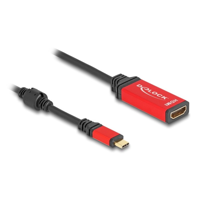 DeLOCK Adaptateur USB Type-C vers HDMI (Mode DP Alt) 8K 60 Hz avec fonction HDR rouge