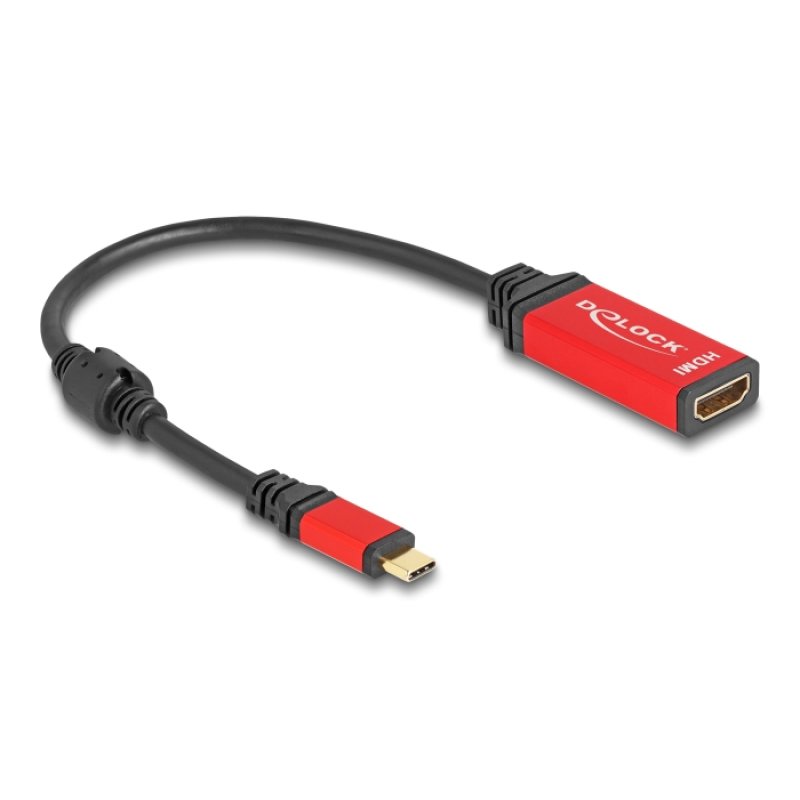 DeLOCK Adaptateur USB Type-C vers HDMI (Mode DP Alt) 8K 60 Hz avec fonction HDR rouge