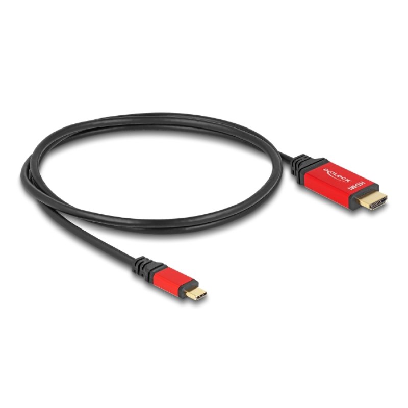 DeLOCK Câble USB Type-C vers HDMI (Mode DP Alt) 8K 60 Hz avec fonction HDR 1 m rouge