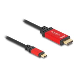 DeLOCK Câble USB Type-C vers HDMI (Mode DP Alt) 8K 60 Hz avec fonction HDR 2 m rouge