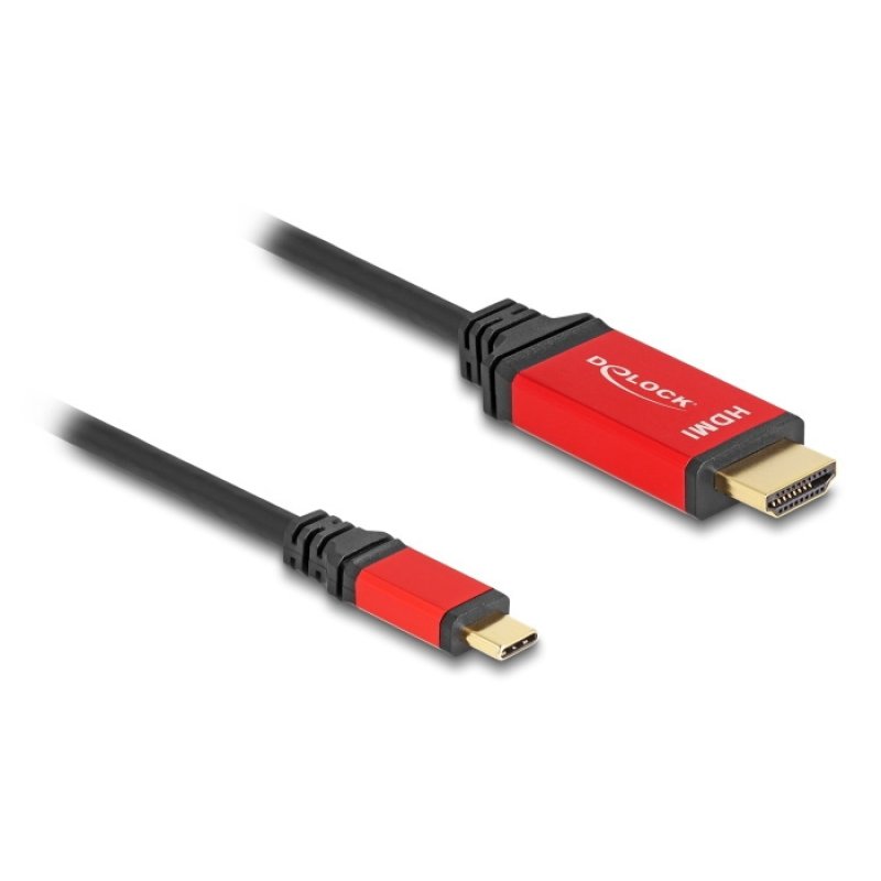 DeLOCK USB Type-C zu HDMI Kabel (DP Alt Mode) 8K 60 Hz mit HDR Funktion 2 m rot