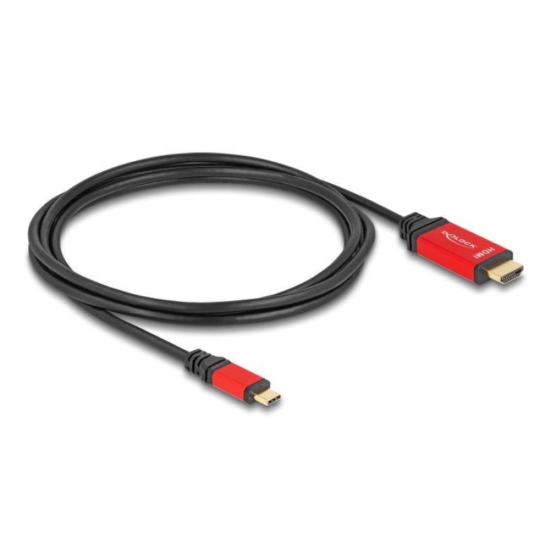 DeLOCK Câble USB Type-C vers HDMI (Mode DP Alt) 8K 60 Hz avec fonction HDR 2 m rouge