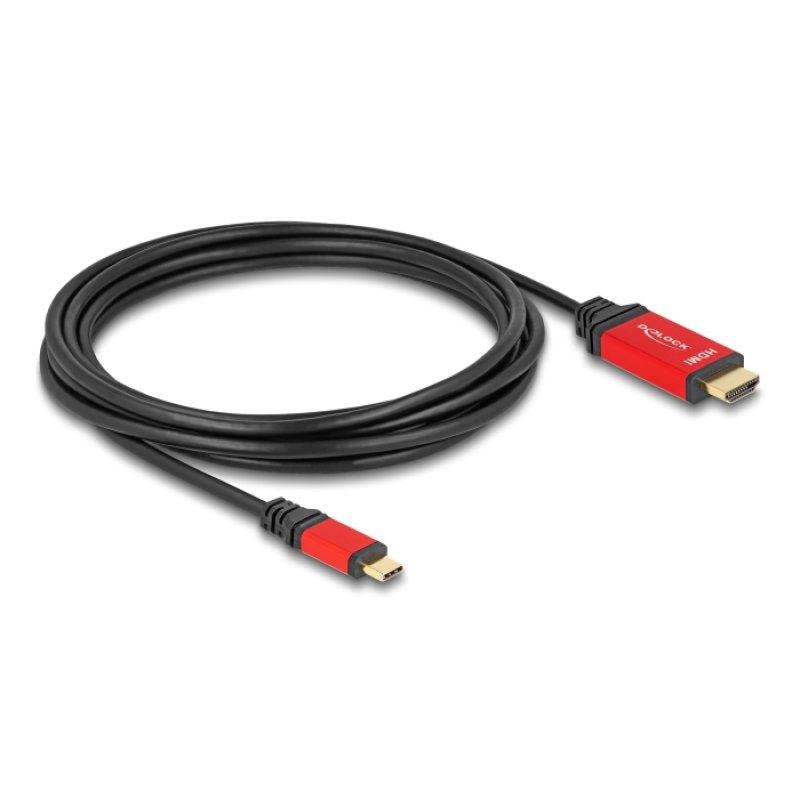 DeLOCK Câble USB Type-C vers HDMI (Mode DP Alt) 8K 60 Hz avec fonction HDR 3 m rouge