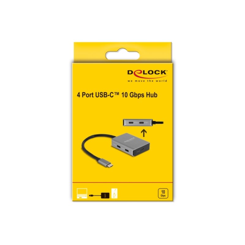 DeLOCK USB 10 Gbps Hub de 4 prises USB Type-C avec connecteur USB Type-C