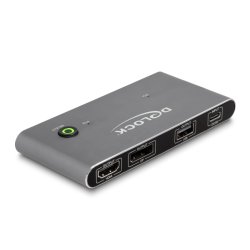 DELOCK USB-C KVM Switch zu HDMI und DisplayPort 8K MST mit USB 2.0