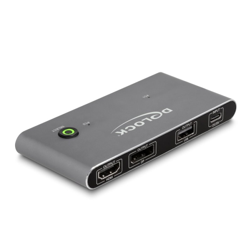 DeLOCK Interrupteur USB-C KVM à HDMI et DisplayPort 8K MST avec USB 2.0