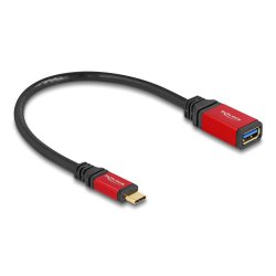 DeLOCK USB 10 Gbps Adaptateur USB Type-C mâle vers USB Type-A femelle 15 cm métal rouge